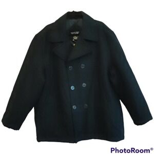 PJ Mark Wool blend lined military style coat dark navy blue men size XL NEW
